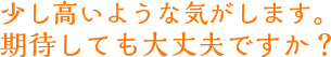 少し高いような気がします。期待しても大丈夫ですか？